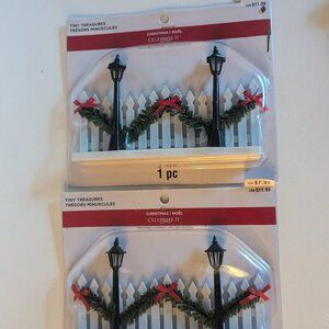 NWT 2 Tiny Treasures Miniature Lamp Posts Christmas Holiday Village Celebrate It
